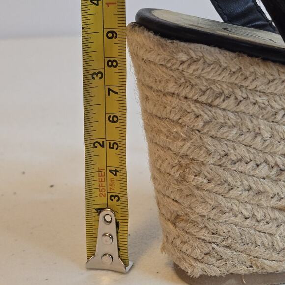 Glo By Jlo Wedges Size 8 Strappy Black NEW W/o Box 3.5" Neutral Cord Heel - Picture 9 of 9